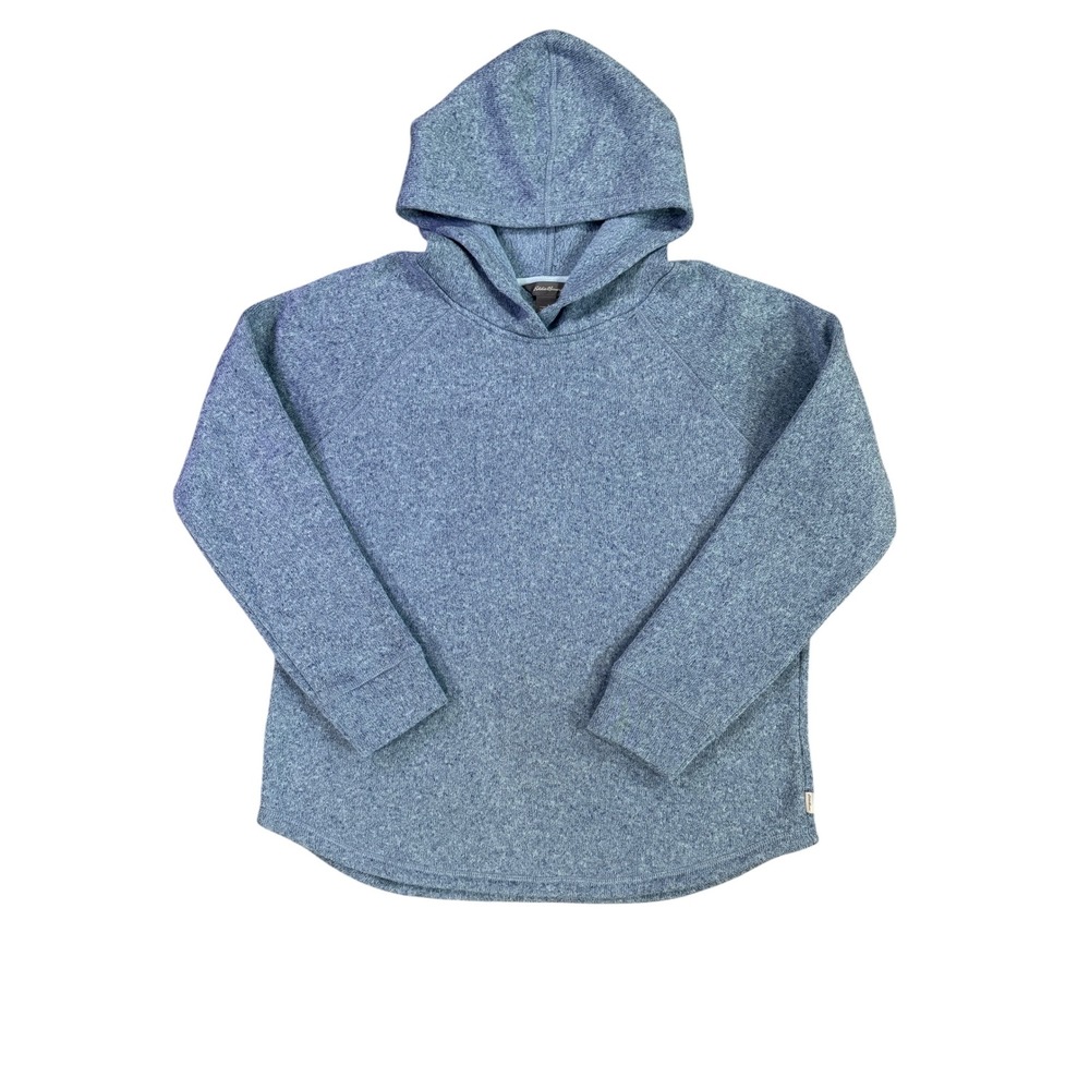 Eddie Bauer Women's Blue Heather Sweater Fleece Pullover Hoodie